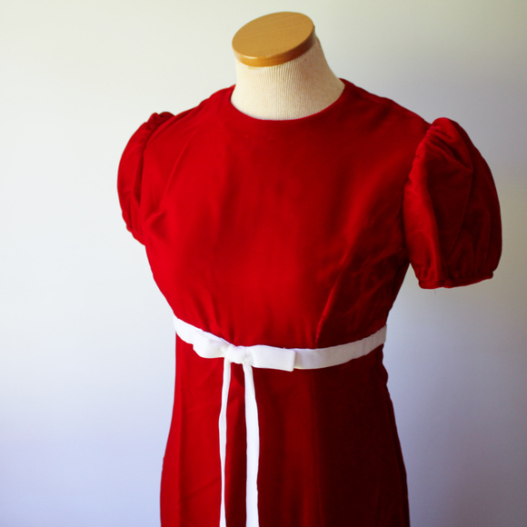 Christmas Red Short Sleeve Long dress homemade